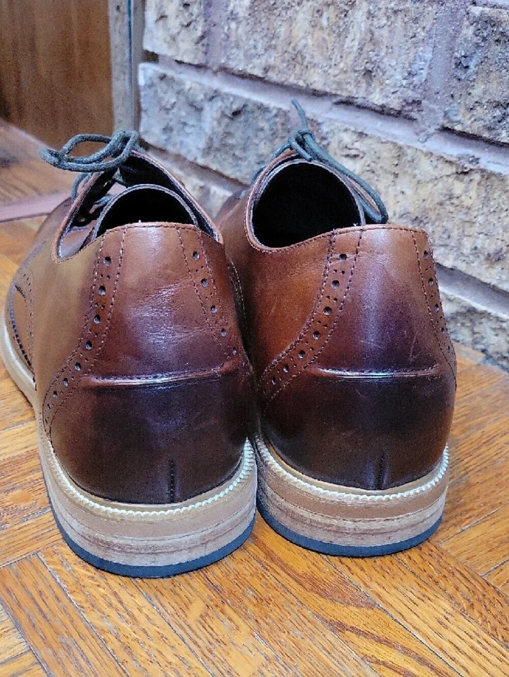 CHAMARIPA Wingtip Oxford Elevator Dress Shoes Brown Leather Brogue 265 8/8.5